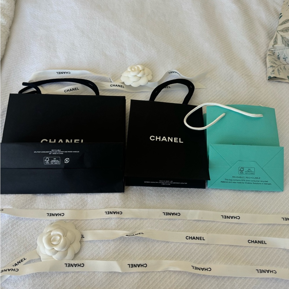 Authentic Chanel Black Shopping Bag Set & Tiffany & co. Bag